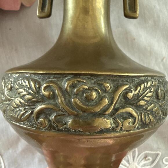 VTG Solid Brass Bud Vase 6.5” Rose Design Cottagecore Shabby Chic French Country - Picture 6 of 6